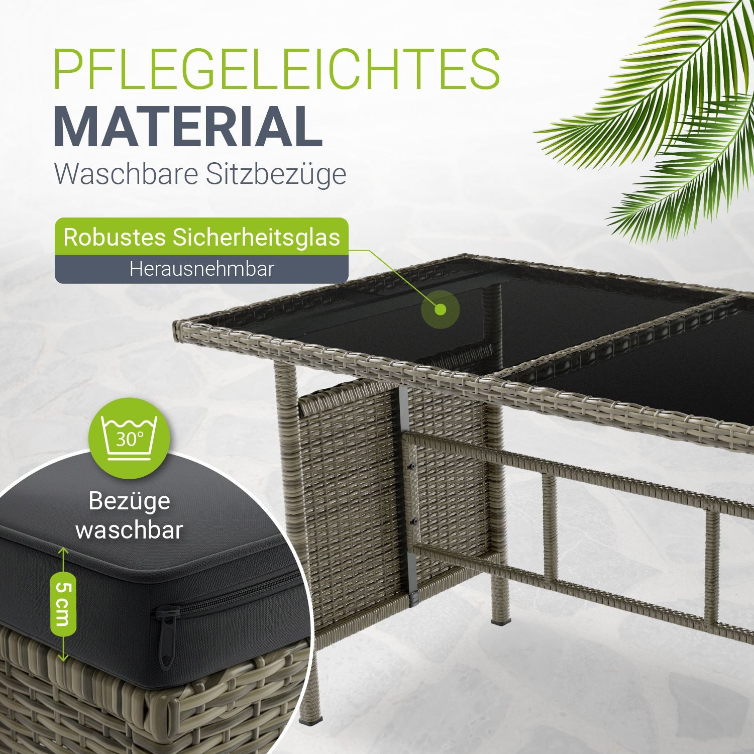 Juskys Gartenlounge-Set Manacor, (Gartenlounge), Polyrattan Gartenmöbel-Set mit Garten-Sofa, Garten-Tisch und 2 Hocker