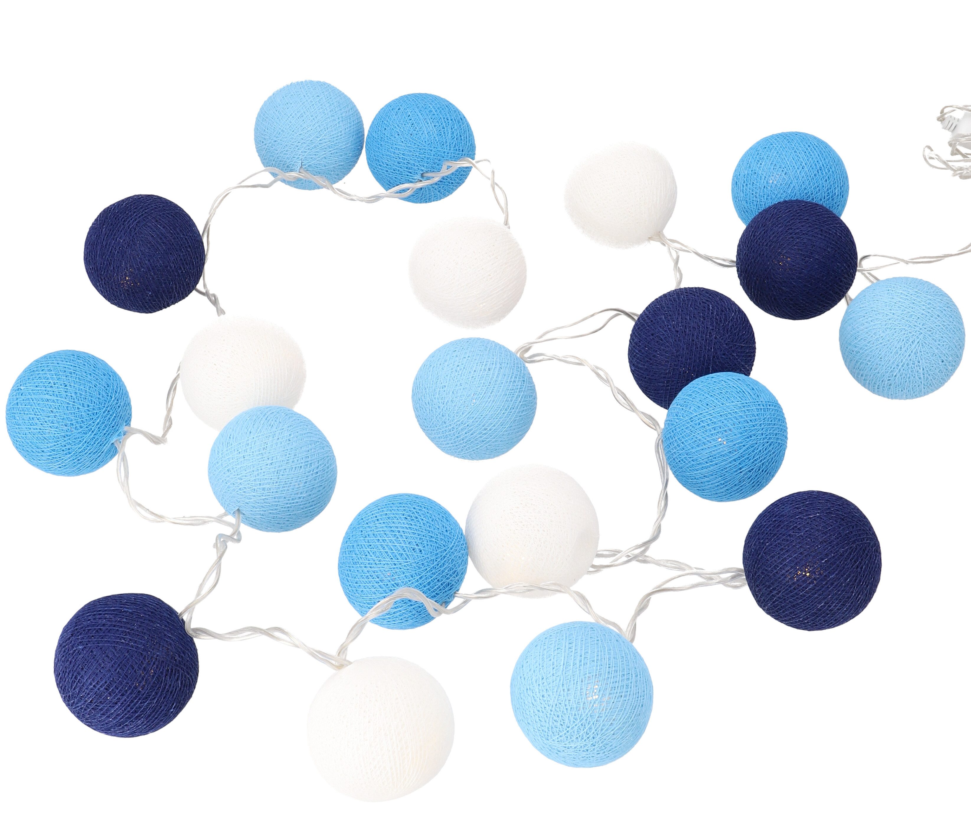 Guru-Shop LED-Lichterkette Stoff Ball Lichterkette, 20`er LED Kugel.. günstig online kaufen