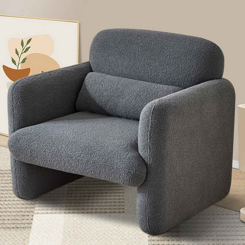 OKWISH Loungesessel Polsterstuhl Einzelsofa Sessel Schlafsessel Relaxsessel (mit beweglichem Lendenkissen, Lammwolle), Hochelastische Sitze