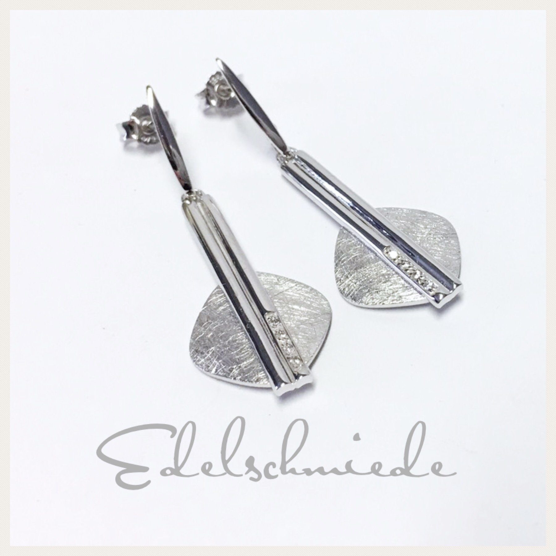 Ohrstecker-Set Edelschmiede925 edle Ohrstecker 925/- Silber rh, eismatt, Zirkonia