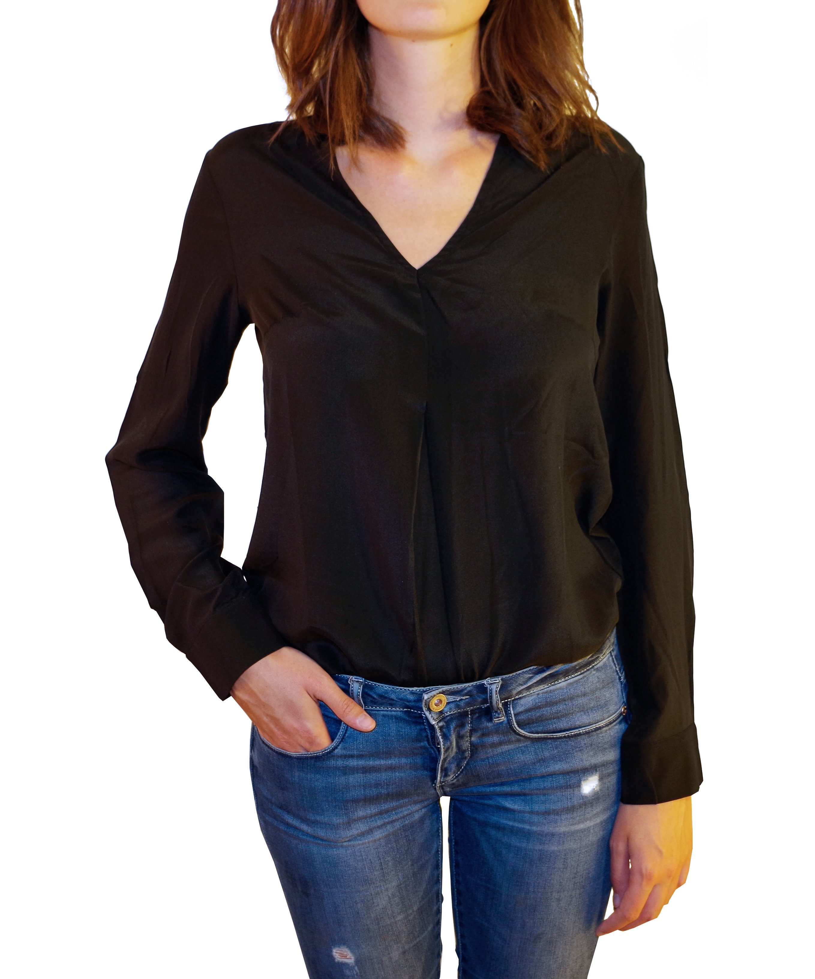 Posh Gear Seidenbluse Damen Bluse Piuseta aus 100% Seide schwarz