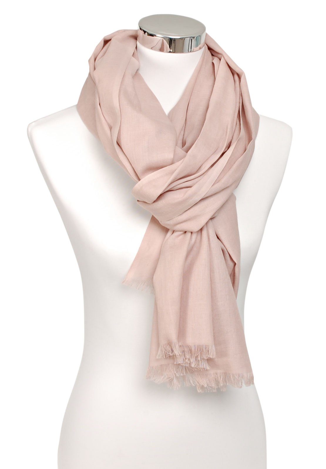 Bovari Schal Damen-Schal aus 100% - in - cm gekämmter Bio-Baumwolle atmungsaktiv, smoke XL Sommerschal dünn 180x70 rosa leicht, - Größe / rose handgewebt