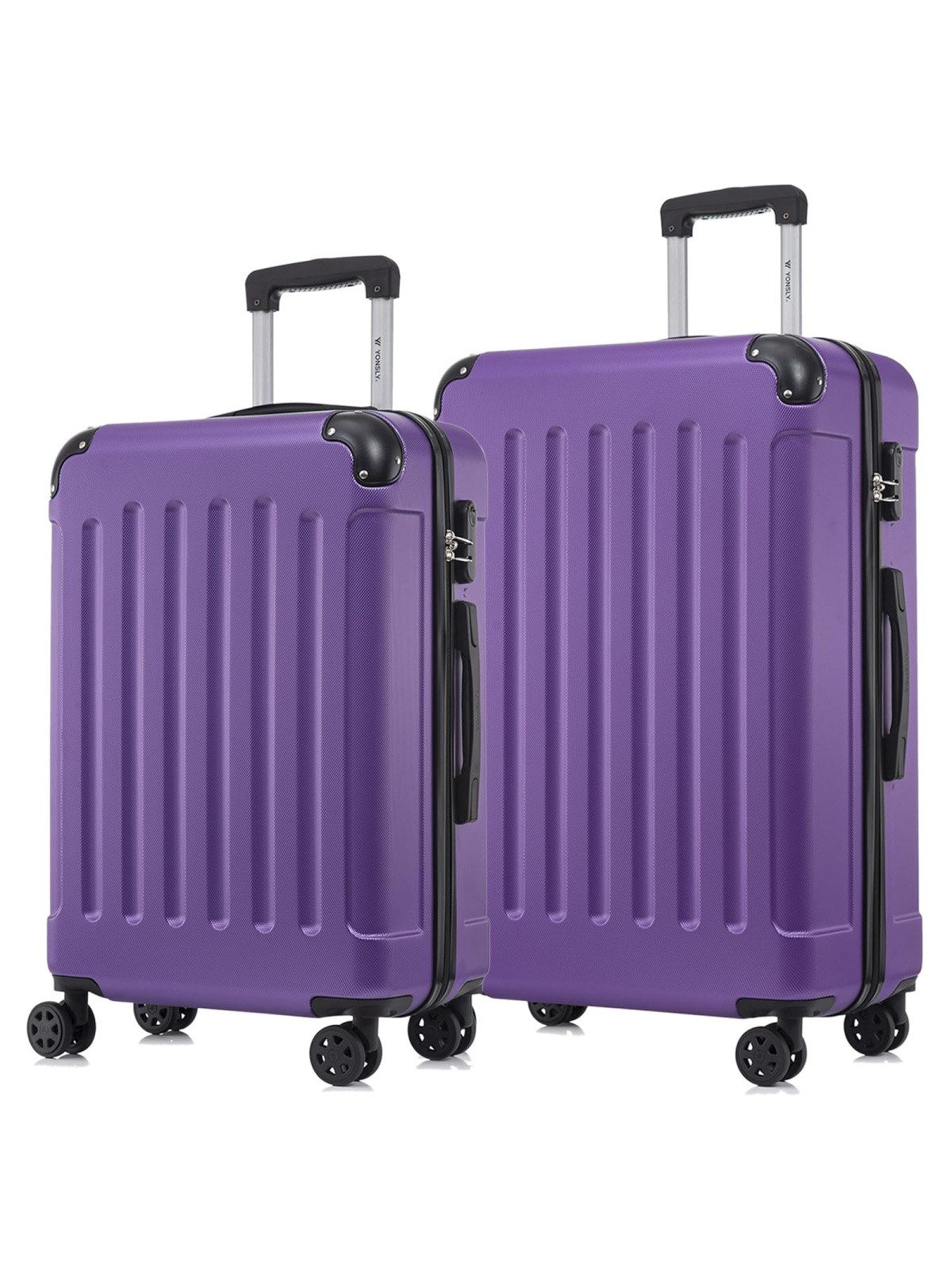 YONSLY Trolleyset Hartschalen-Reisekoffer Rollkoffer Trolley Gepäckset aus ABS, 4 Rollen, (Reiseset, 2 tlg., Größen L&XL), mit 360° Doppelrollen, Zahlenschloss und ergonomischem Gummigriff