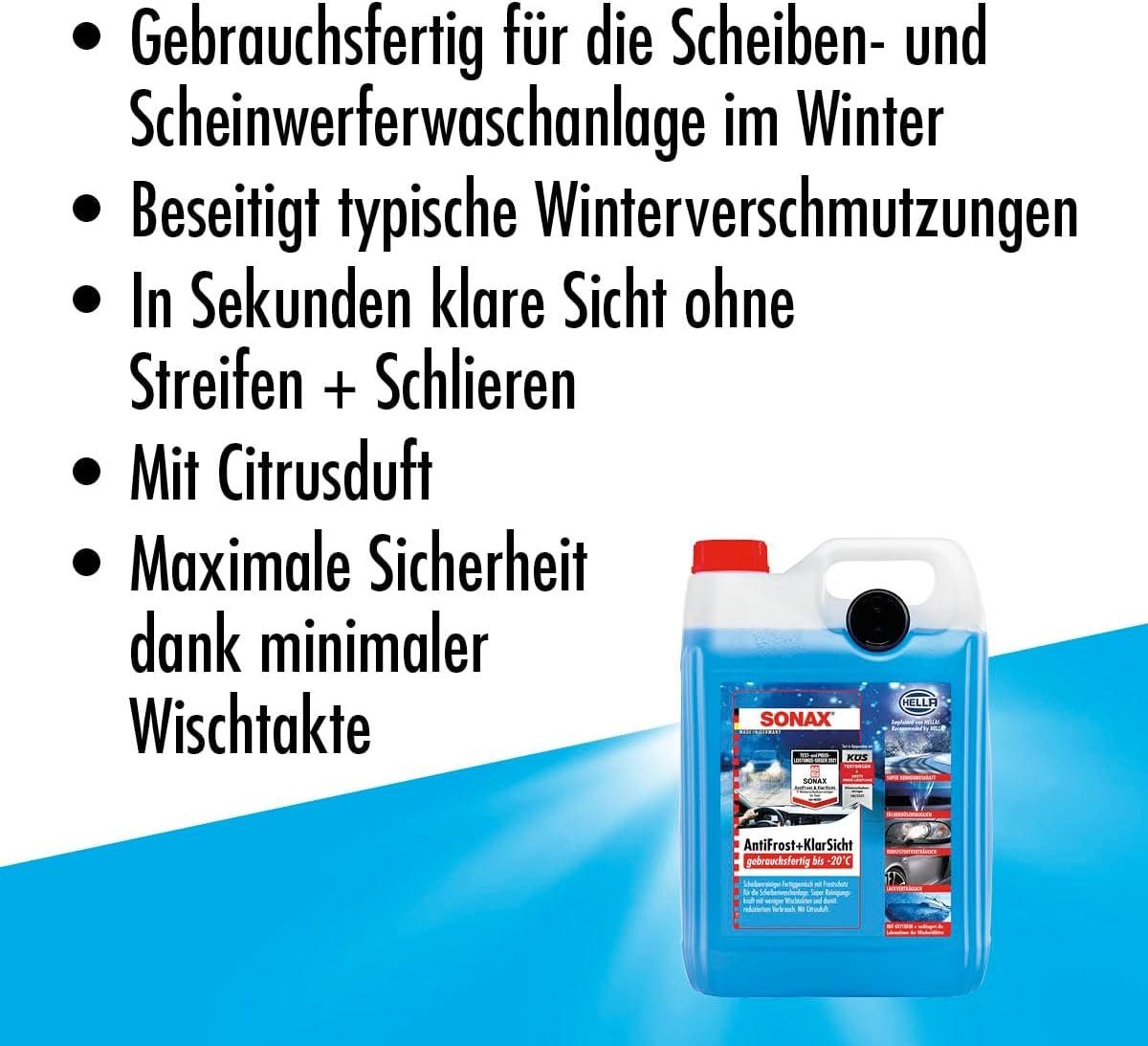 Sonax AntiFrost + ClearView ready-to-use down to -20°C Citrus 5 L Car Cleaning Agent