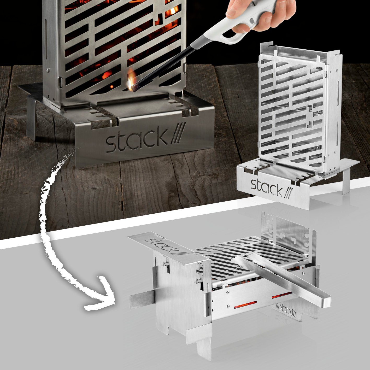 x grill, 1 Grill cm Feuerstelle und stack///grill stack 27 Grillfläche Trangia 21 Stack Holzkohlegrill 2 Feuerkorb n' in