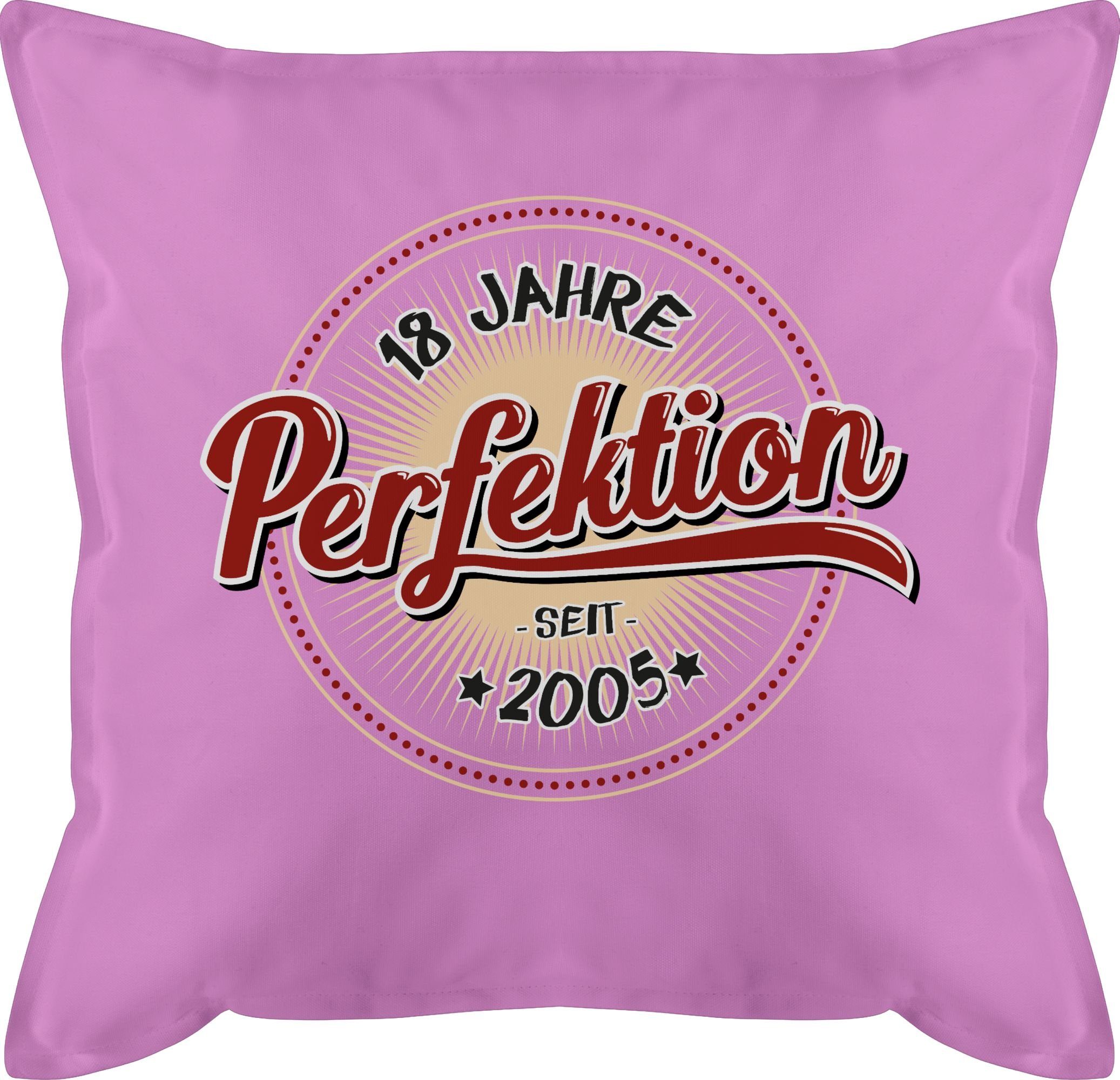 Perfektion Achtzehn Dekokissen 18. Jahre Kissen seit 2005, 1 Shirtracer Pink Geburtstag