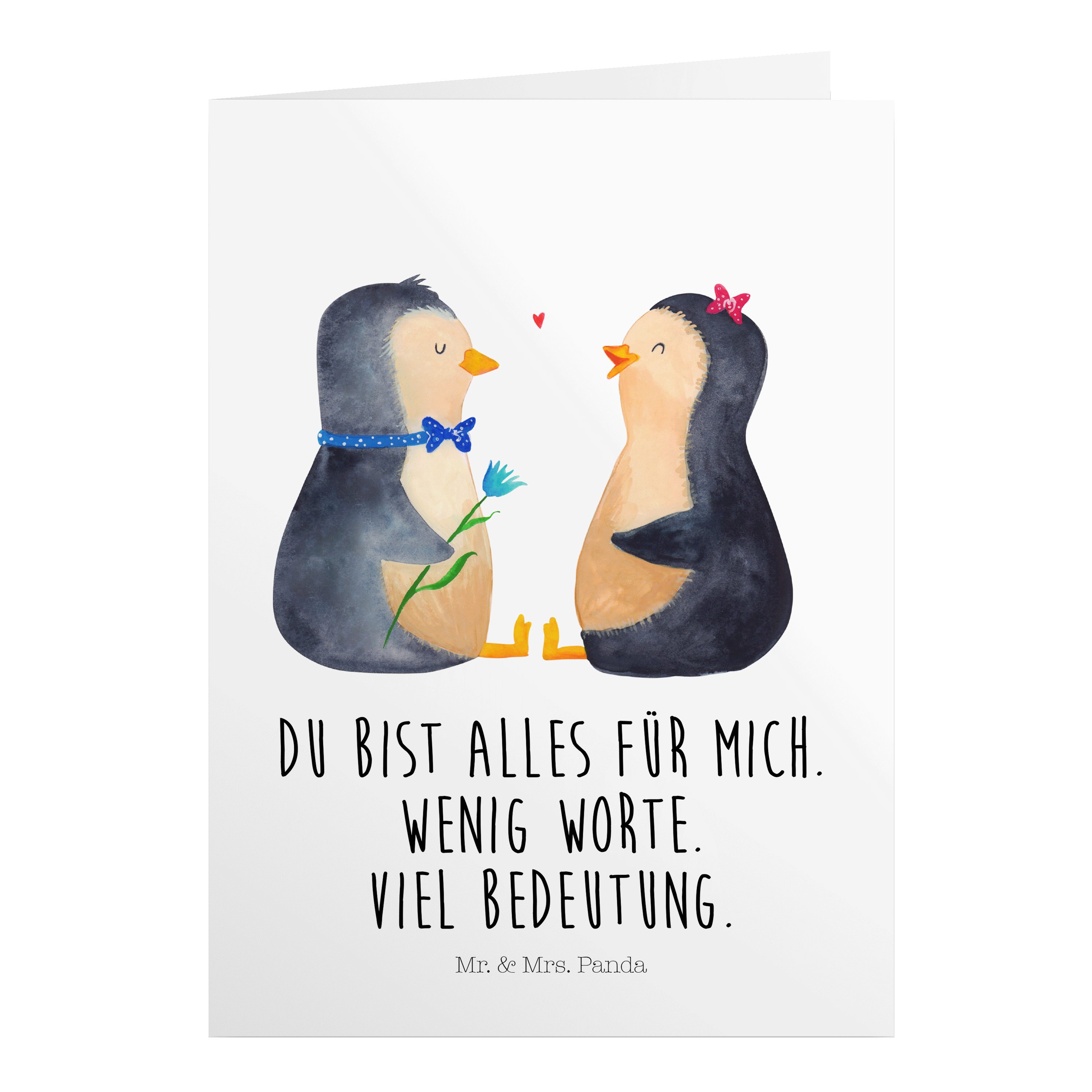 Mr. & Mrs. Panda Grußkarte »Pinguin Pärchen Weiß Einladungskarte