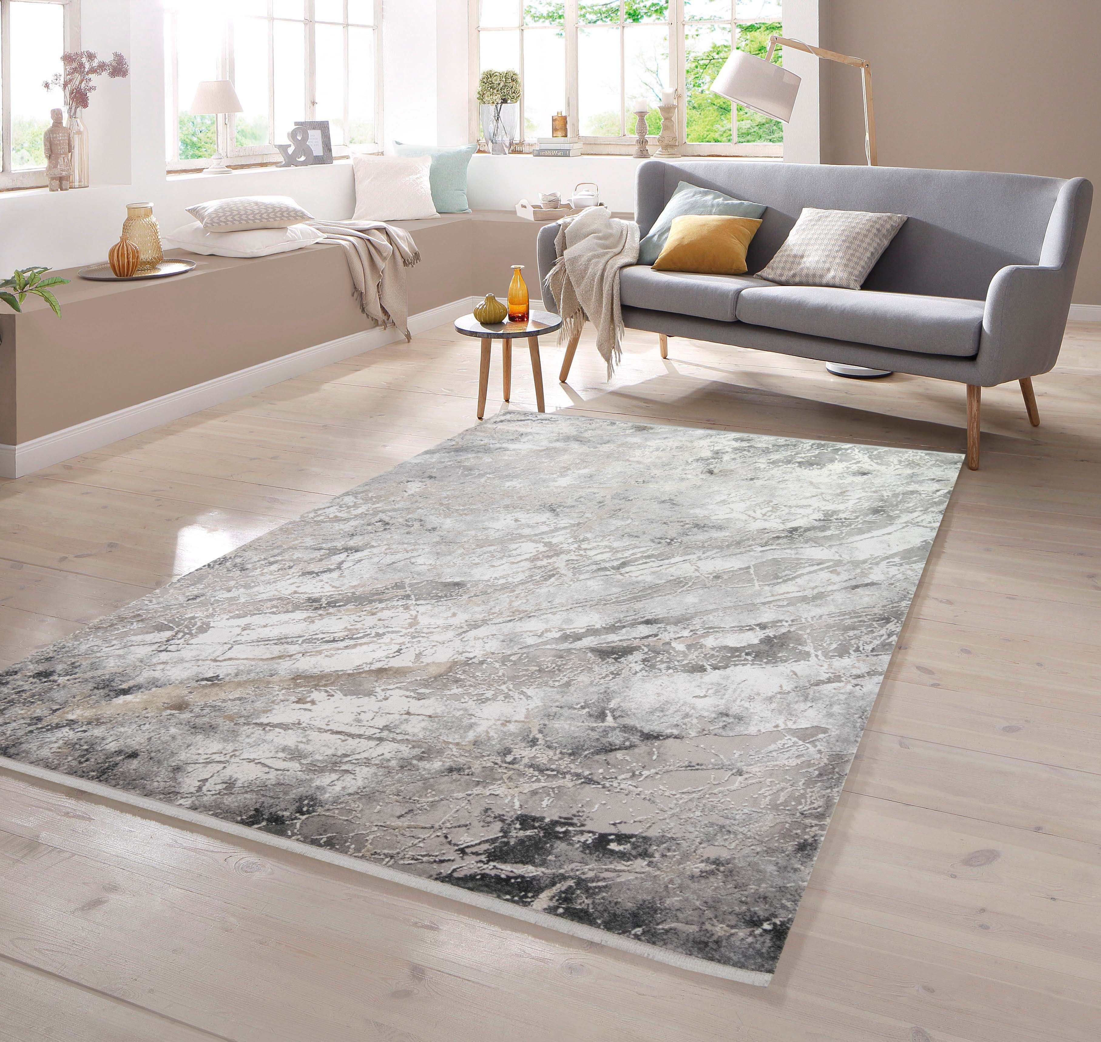 Teppich Luxus Teppich in rechteckig grau, TeppichHome24