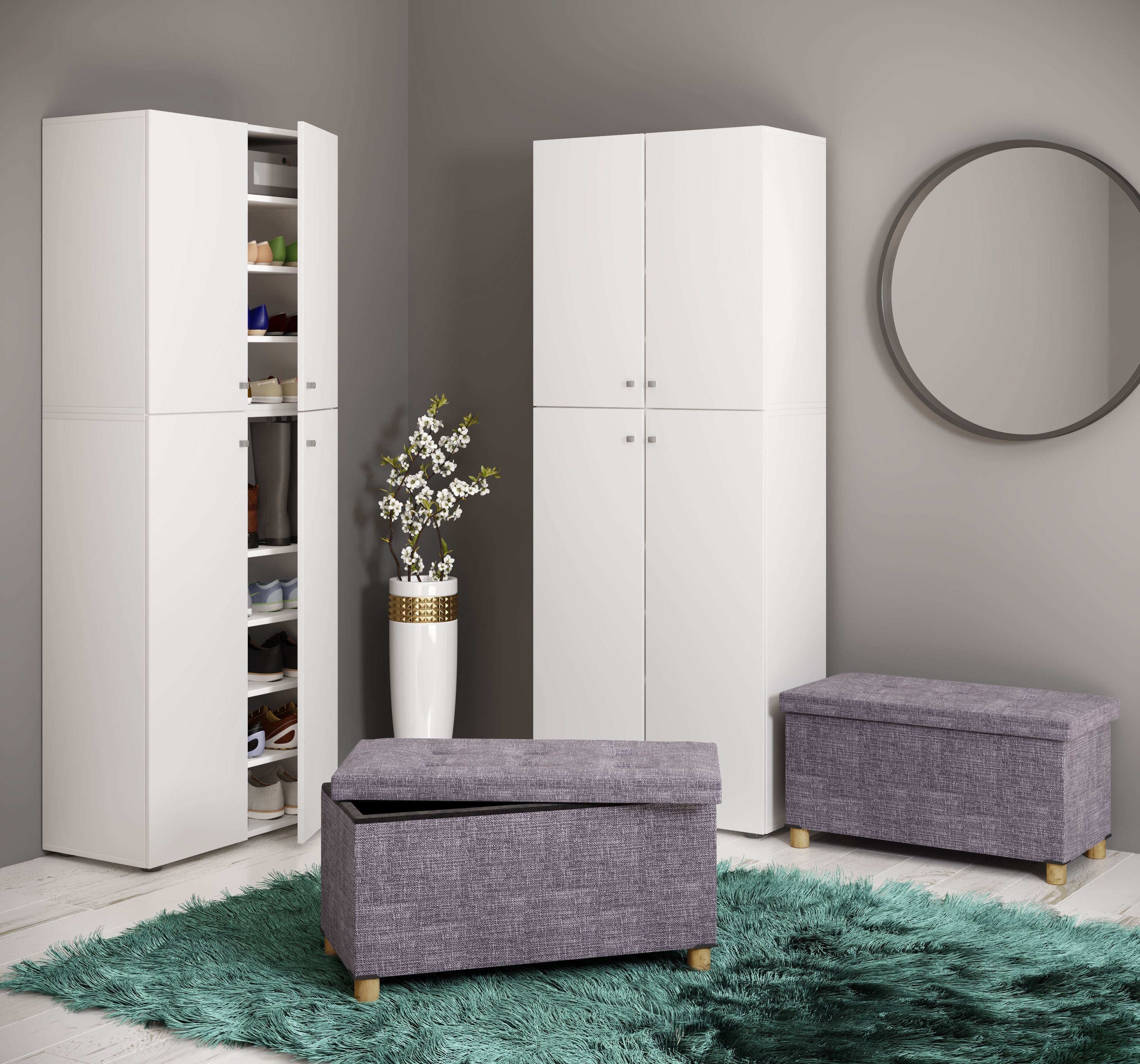 VCM Schuhbank Stoff Sitztruhe Sitzbank Truhe Box Kiste Sizos L