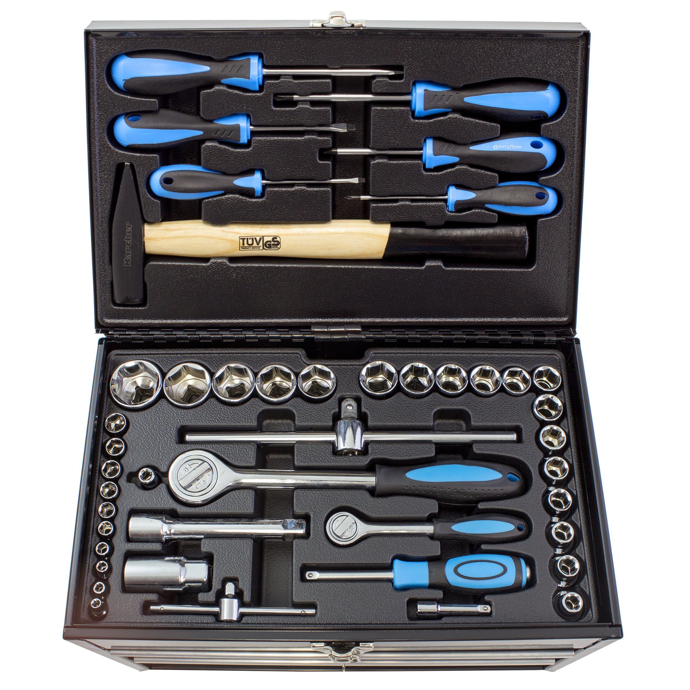 Karcher Werkzeugset 117-teilig, (117-tlg), Chrom Vanadium & Karbonstahl, in Metallbox