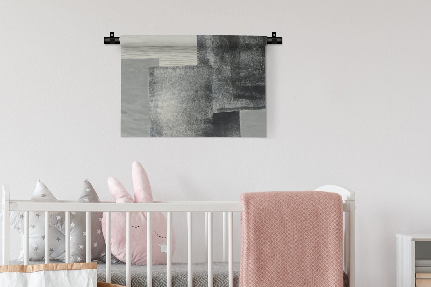 - Wanddekoobjekt - Schwarz Grau MuchoWow - Wohnzimmer, für Abstrakt Kinderzimmer Schlafzimmer, Kleid, Würfel, Wanddeko Wandbehang,