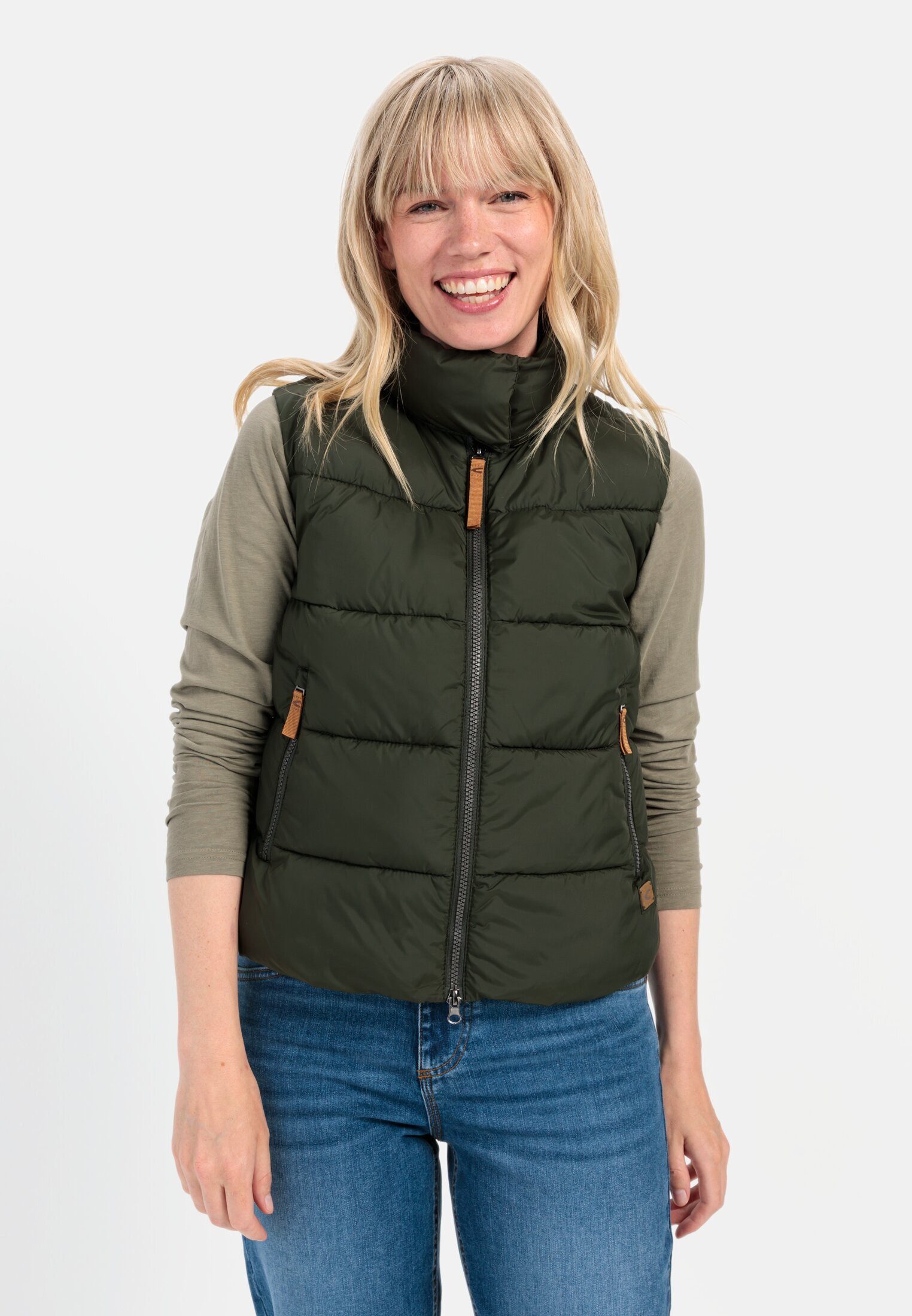 camel active Steppweste aus recyceltem Polyester ärmellos Stehkragen mit St günstig online kaufen