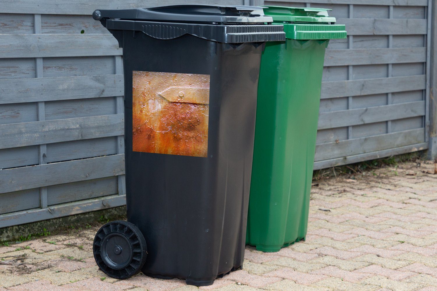 Mülltonne, - St), MuchoWow Container, - Stahl Wandsticker Sticker, Rost Eisen Abfalbehälter (1 - Mülleimer-aufkleber, Retro