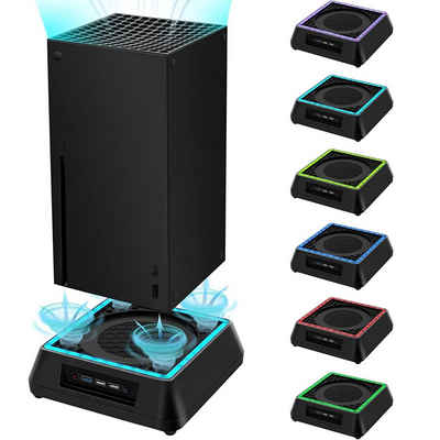 HYTIREBY Lüfter für Xbox Series X, Mehrfarbiger Konsolenständer mit LED-Licht Zubehor für Xbox Contoller (Einstellbare Kühlfunktion/LED-Anzeige/USB 3.0 /USB 2.0 Ports)