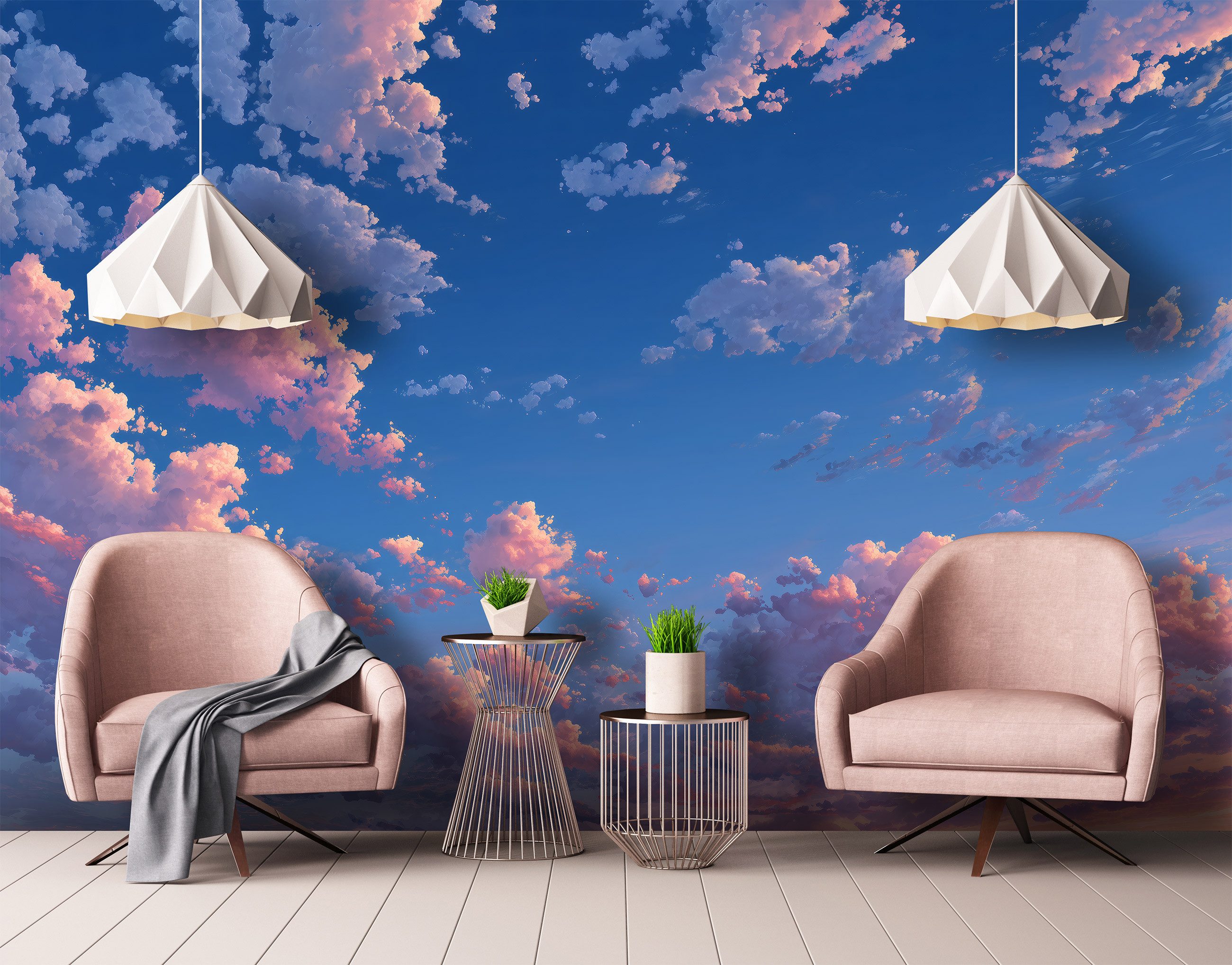 Wallarena Fototapete Wolken Himmel - Mehrfarbig - Modern - Vlies - Schlafzimmer, glatt, (3 St), 150x105cm