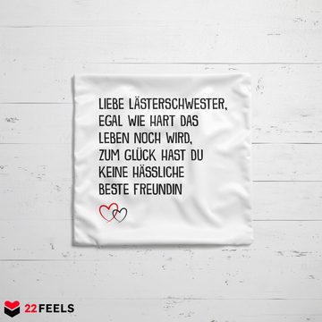 22Feels Dekokissen Beste Freundin Geschenk BFF Spruch Geburtstag Frauen Büro Wohnzimmer, Deko mit Persönlichkeit