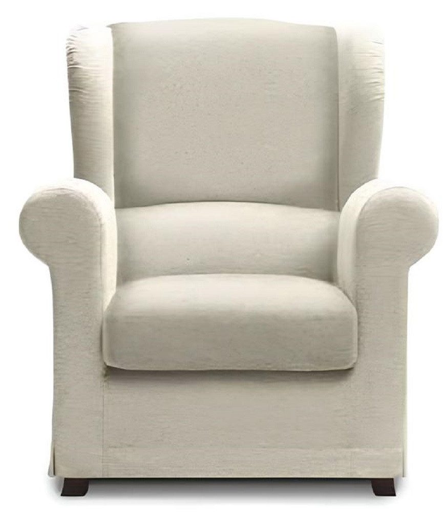 Xlmoebel Ohrensessel Eleganter Relaxsessel in hochwertigem Stoff mit Holzfüßen (2-St., Sessel + Hocker), Hergestellt in Europa