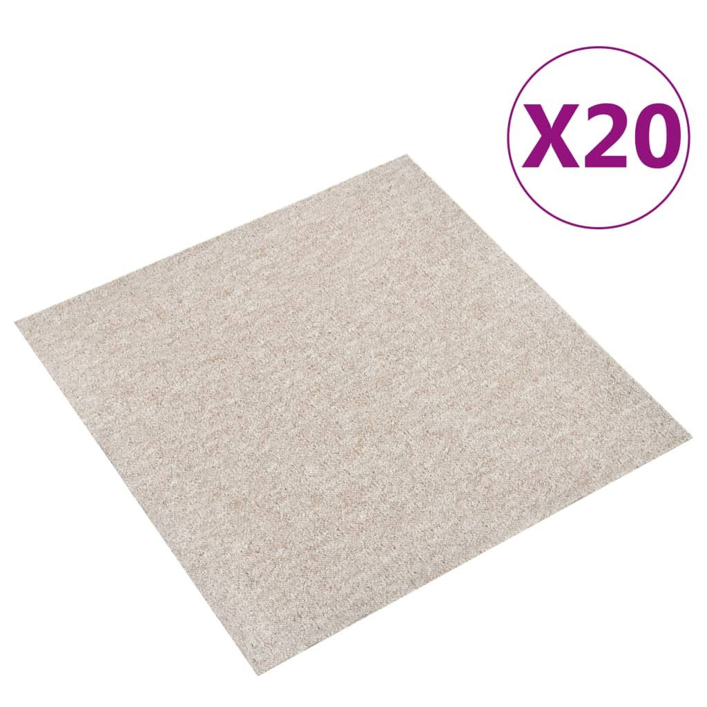 vidaXL Teppich Ковровая плитка 20 Stk 5 m² 50x50 cm Hellbeige, Höhe: 50 mm