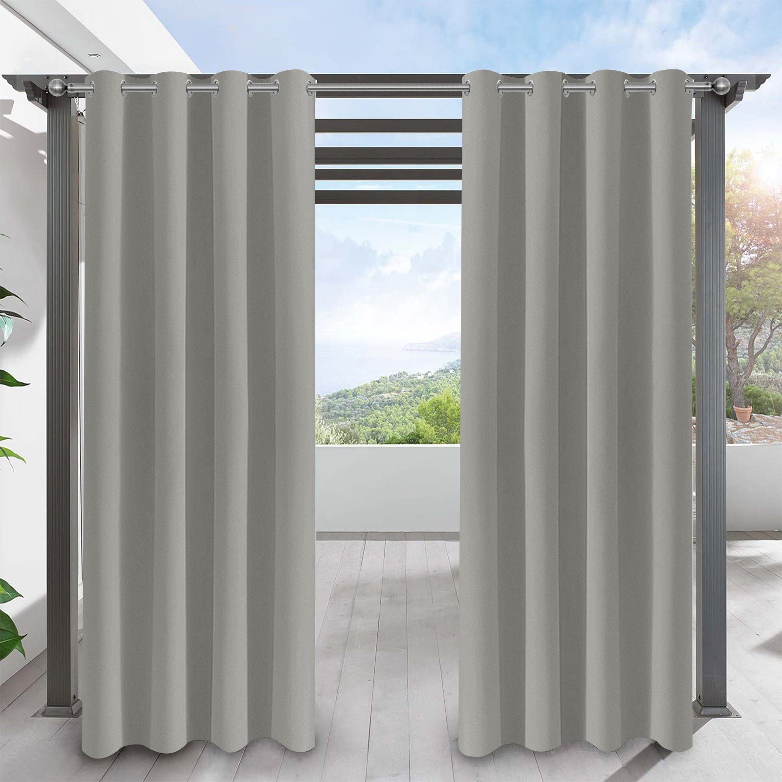 Jibenhome Outdoorvorhang Outdoor Vorhang Wetterfest mit Ösen, Sonnenschutz & Sichtschutz, (1 St), Outdoor Gardinen Wasserdicht für Terrasse, Balkon, Pavillon