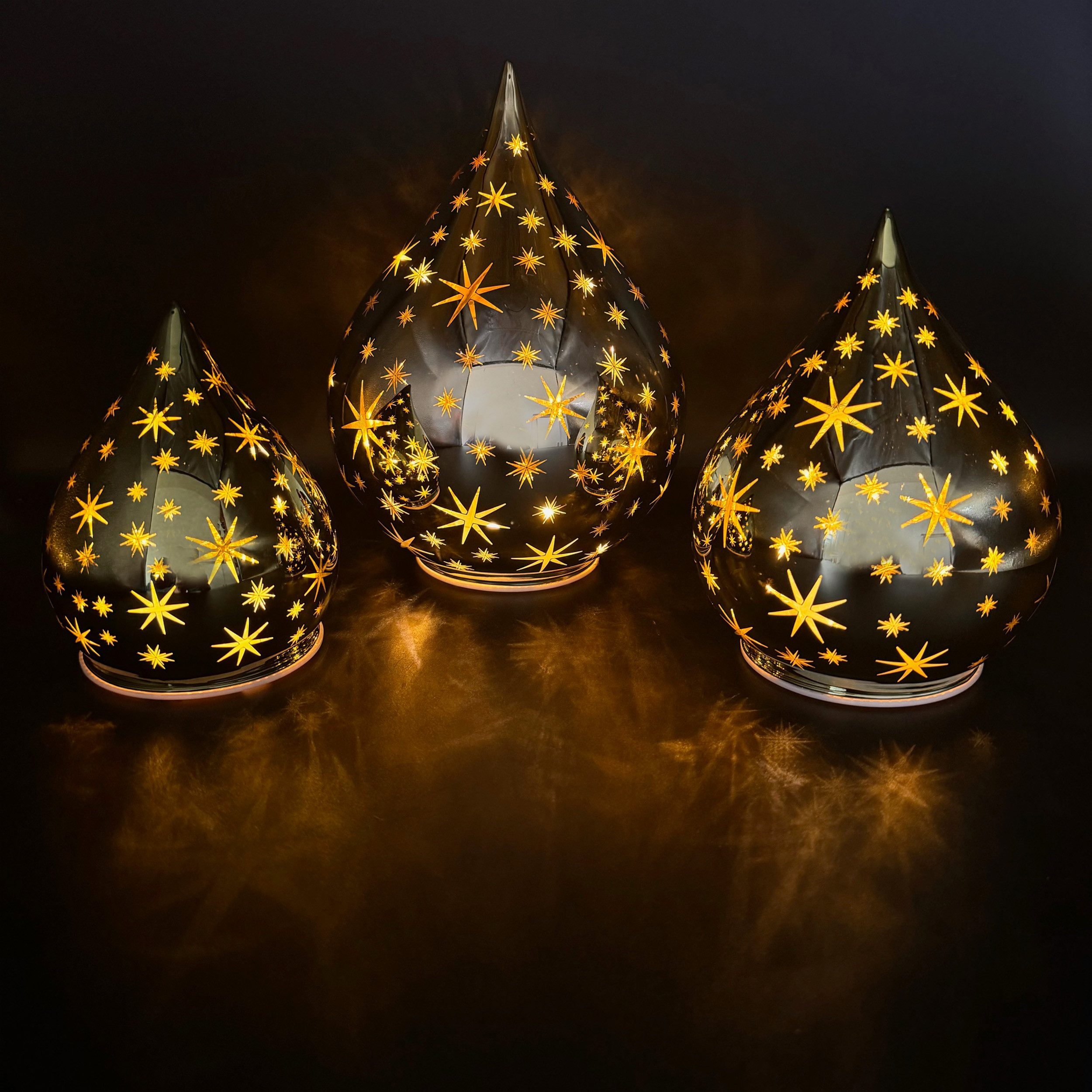 Online-Fuchs LED Dekoobjekt 3 Glastropfen mit LED Lichterkette, Leuchteffek günstig online kaufen