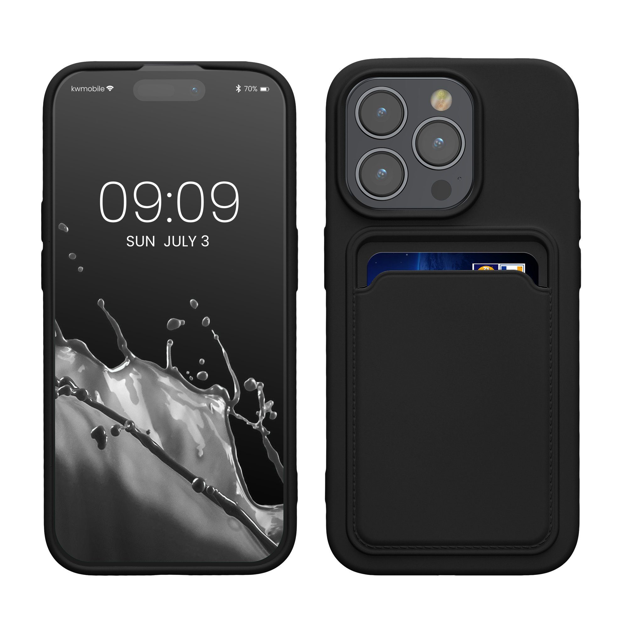 kwmobile Handyhülle Hülle für Apple iPhone 15 Pro, Handyhülle mit Fach für Karten - Handy Cover Case