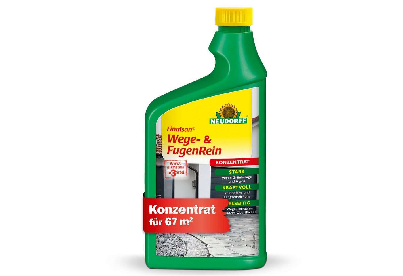 Neudorff Unkrautbekämpfungsmittel Finalsan Wege- und FugenRein 1 Liter, gegen Grünbelag auf Wegen, Terrassen und Mauerwerk, Gebrauchsfertiger Grünbelagentferner entfernt Grünbelag und Algen, wirksam in 3 Stunden und monatelang