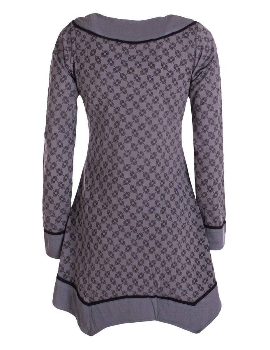 Vishes Tunikakleid Langarm Damen Tunika Shirt-Kleid Ethno Zipfel-Bluse Blus günstig online kaufen