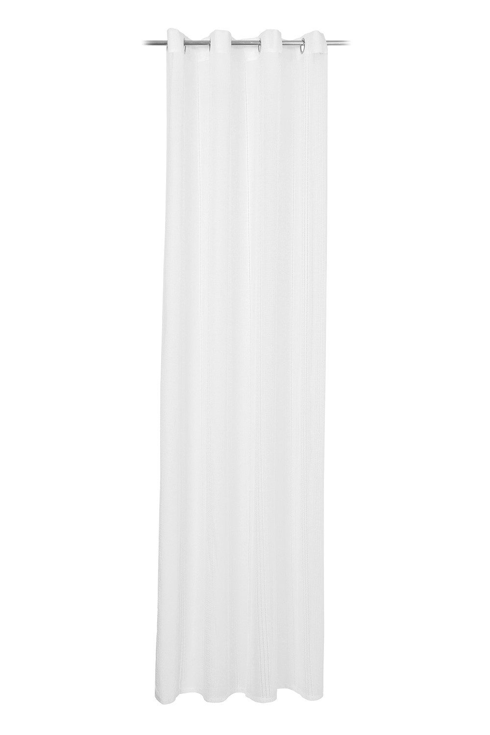 Vorhang MORENA, 140 x 245 cm, Weiß, Leinenoptik, Gözze, Ösen (1 St), halbtransparent, Polyester, Lochstickerei, Ösenschal