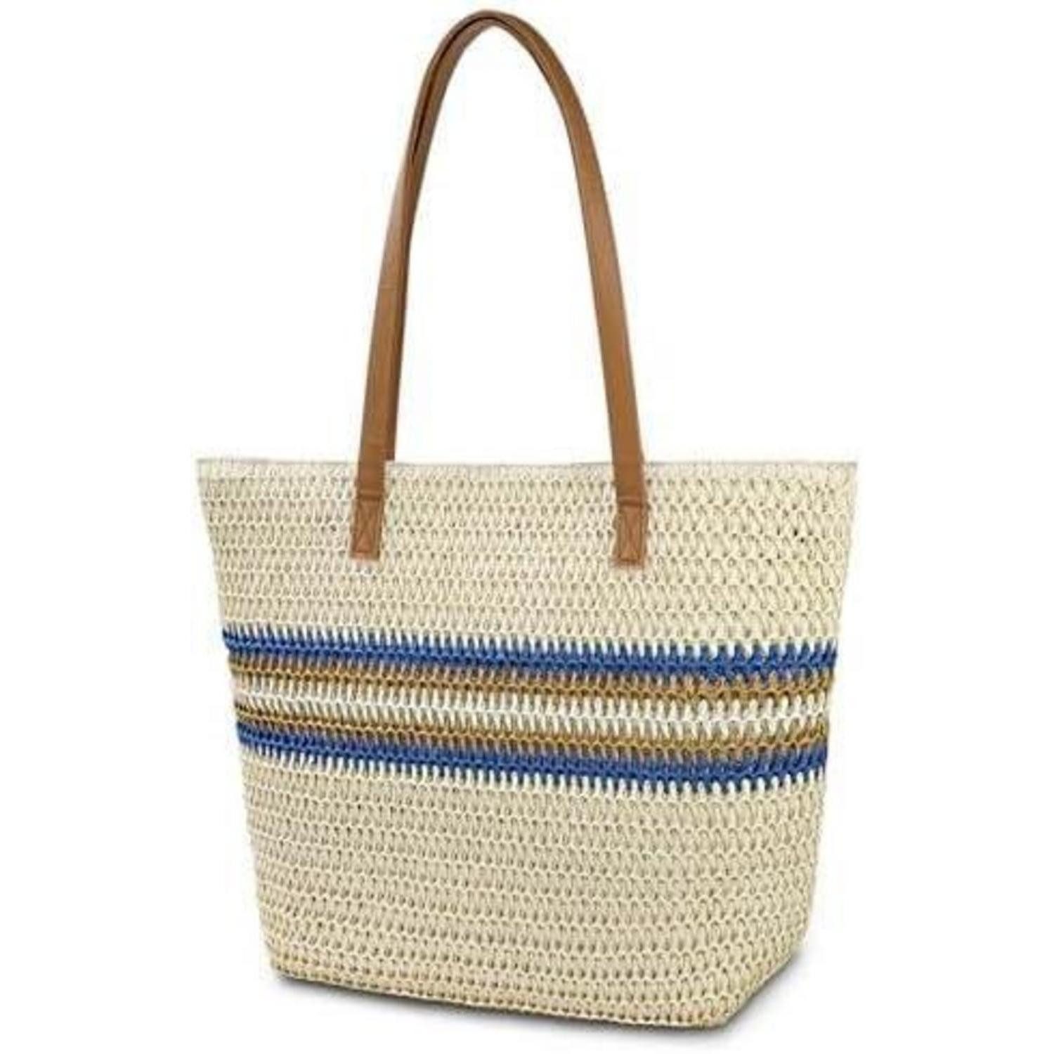 LuxusKollektion Strandtasche Strohtasche Strandtasche Damen Stroh Umhängeta günstig online kaufen