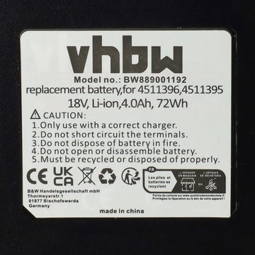 vhbw kompatibel mit Einhell TE-CB 18/180, TE-BJ 18, TE-CD 18 Akku Li-Ion 4000 mAh (18 V)