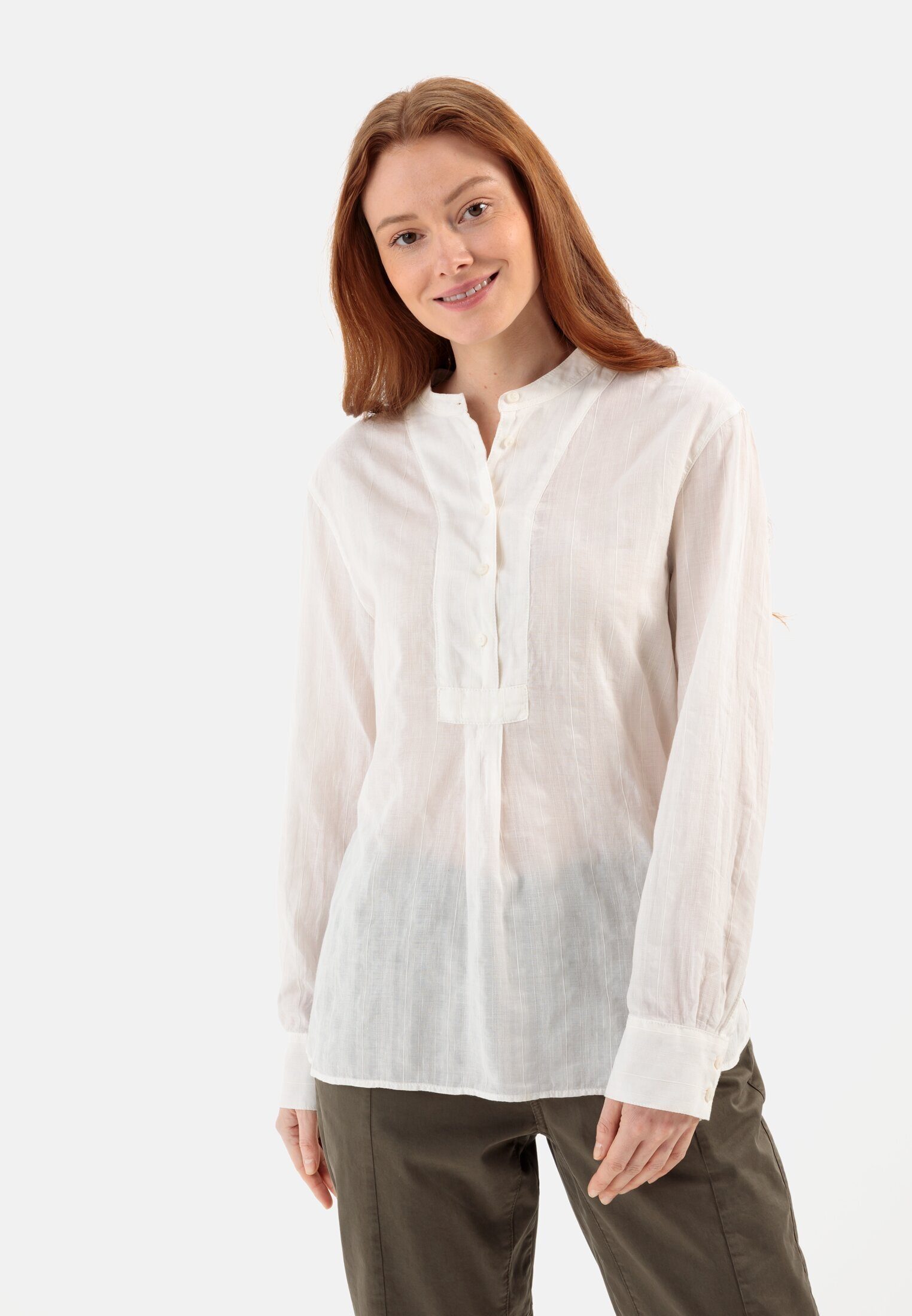 Langarmbluse mit Plastron