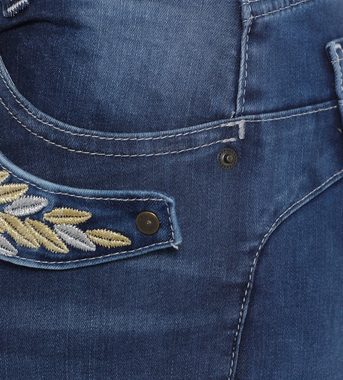 incasual Ankle-Jeans Denim-Hose koerpernah mit Stickerei