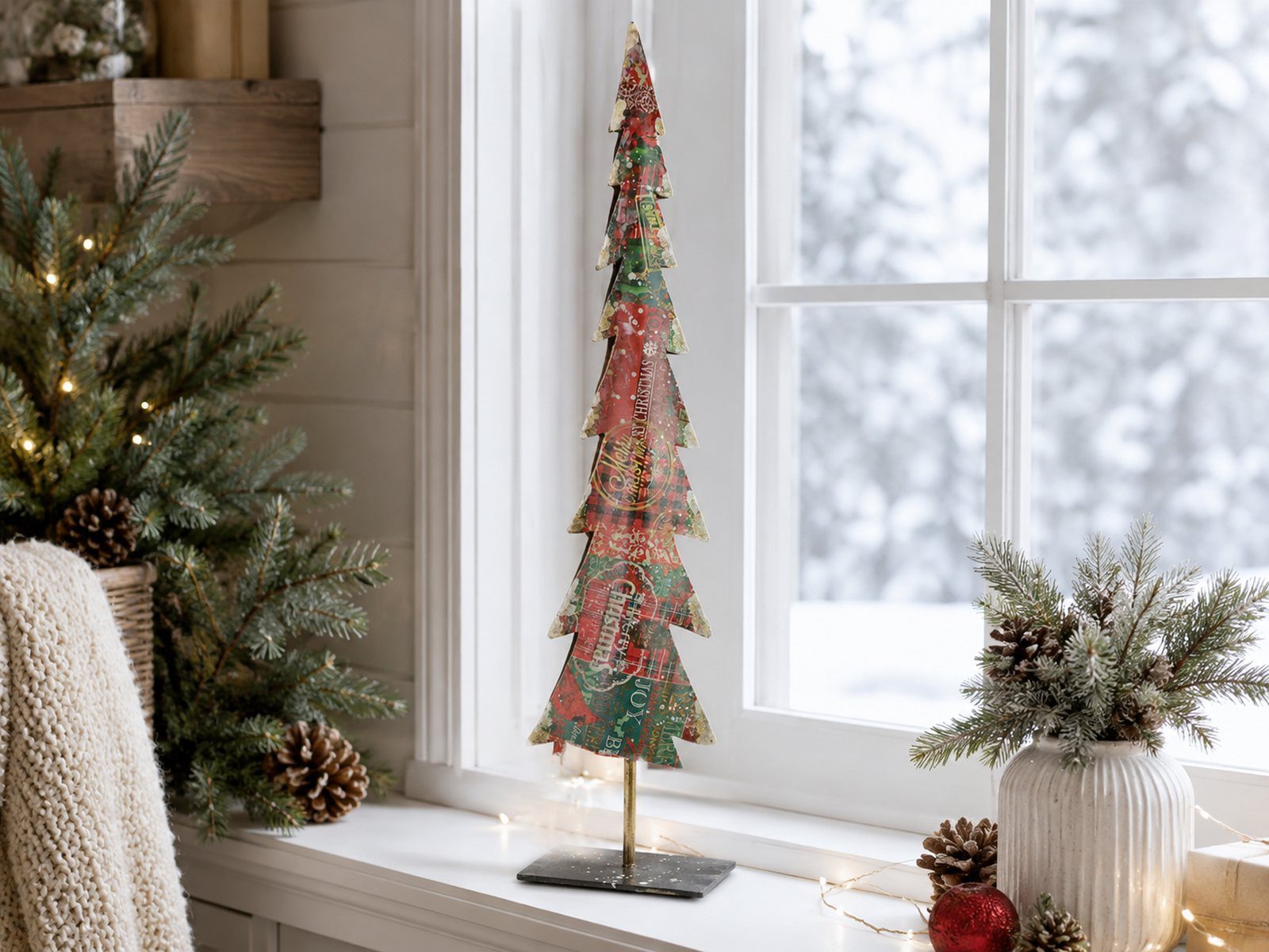 RIFFELMACHER & WEINBERGER Christbaumschmuck Metall Weihnachtsbaum stehend, Rot Grün, 16,5×67 – Bild 2 von 5