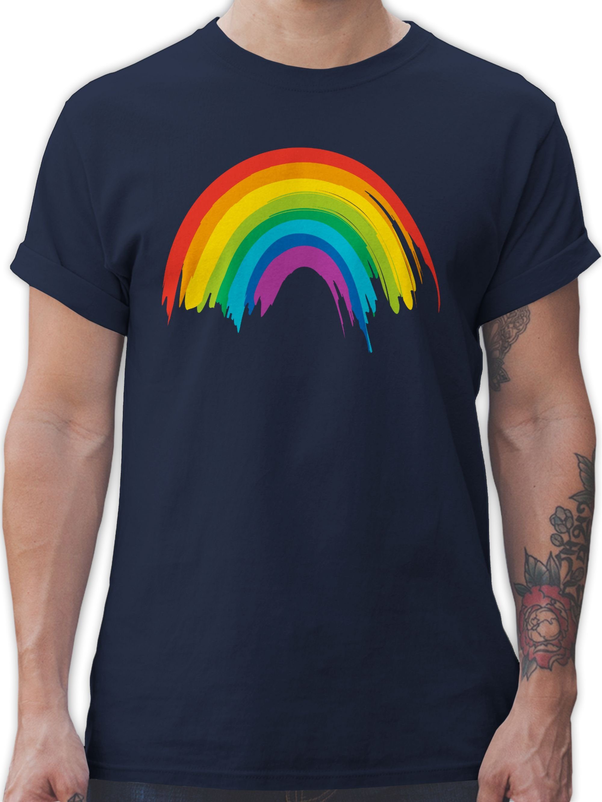 Shirtracer T-Shirt Regenbogen LGBT & Navy 2 LGBT LGBTQ Kleidung Blau