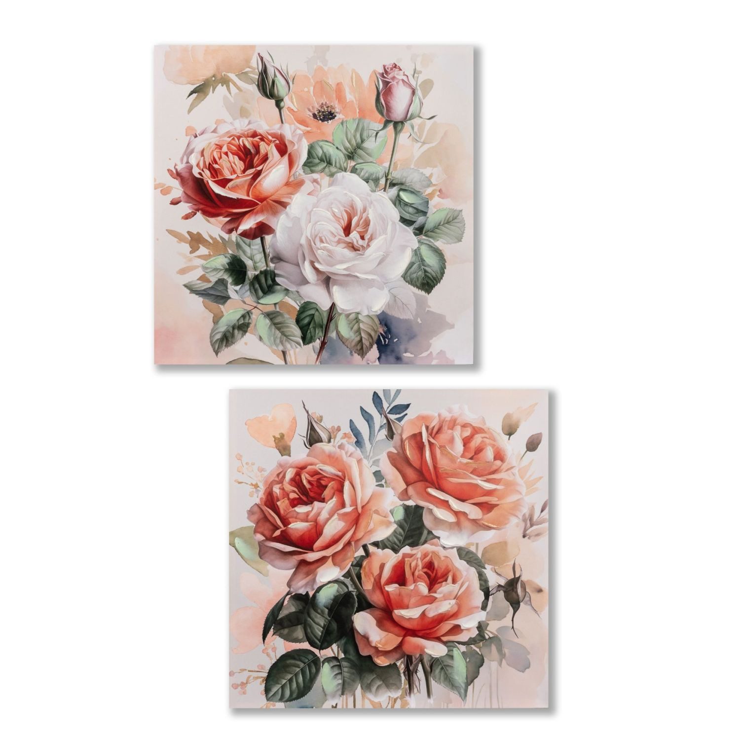 formano Wanddekoobjekt Leinwandbilder, Aquarell-Optik, Mehrfarbig, Motiv: Blumen, Höhe: 60cm