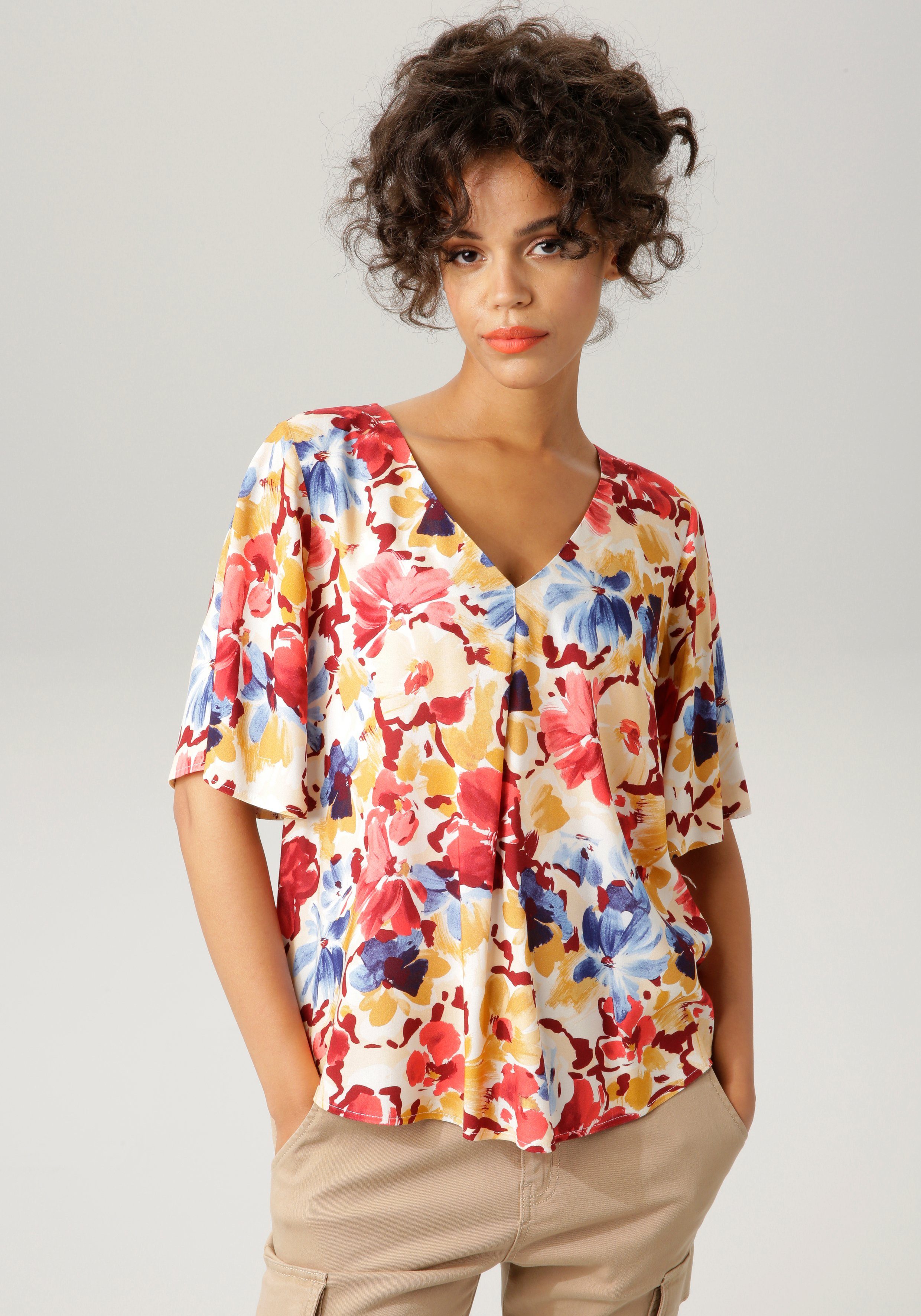 Aniston CASUAL Schlupfbluse mit farbintensiven Blüten günstig online kaufen