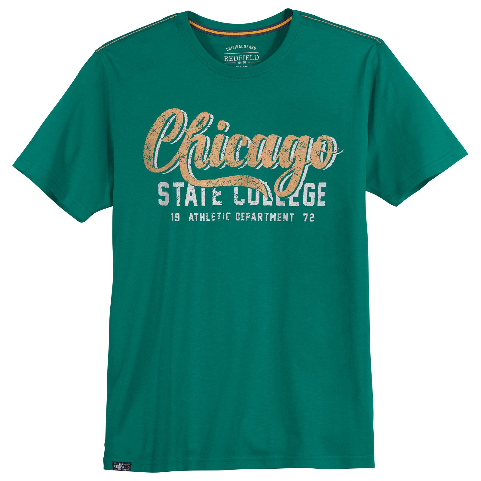 redfield Print-Shirt Redfield Übergrößen T-Shirt Print Chicago grün