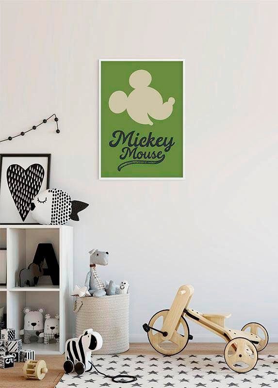 Komar Poster Mickey Mouse Green Schlafzimmer, (1 St), Disney Wohnzimmer Head, Kinderzimmer