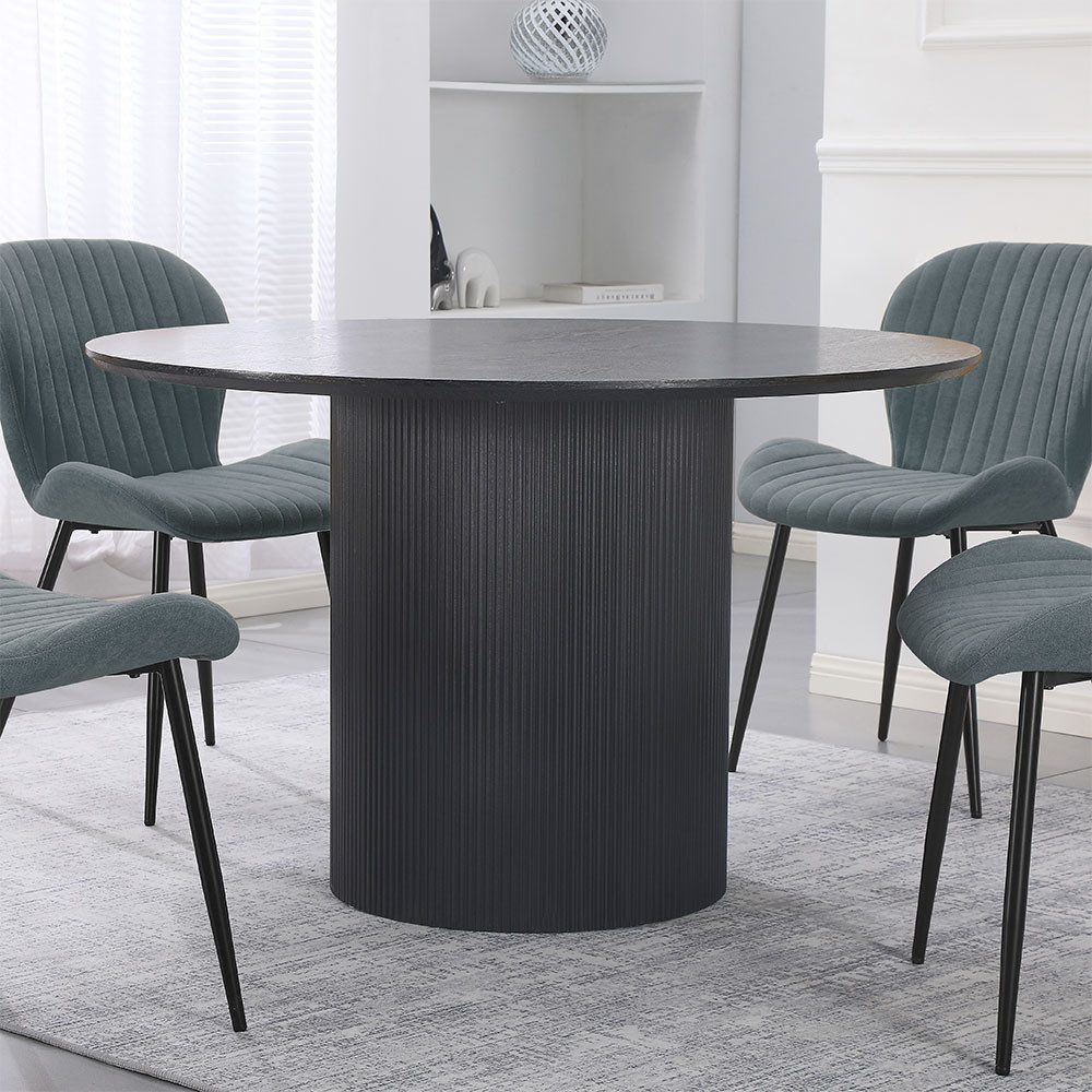 HOME DELUXE Esstisch CAMILLO - 120 x 75 x 120 cm, Eichenfurnier, Runder Esszimmertisch, lamellen-Esstisch