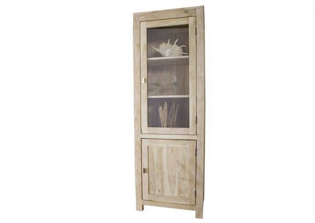 Massivmoebel24 Standvitrine #53 (Vitrine Akazie 65x42x190 white stone getün günstig online kaufen