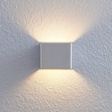 Lindby LED Wandleuchte Lonisa, LED-Leuchtmittel fest verbaut, warmweiß, Modern, Metall, nickel satiniert, inkl. Leuchtmittel, Wandstrahler