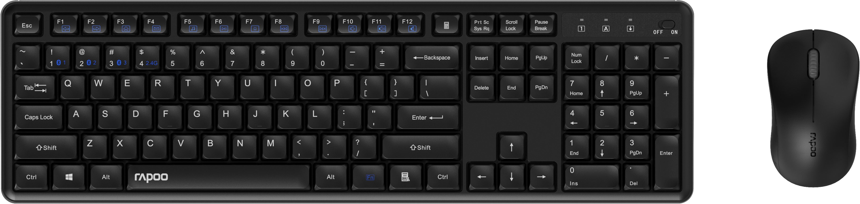 Rapoo 8150M - Silent Wireless Combo, Multi-Mode, Leise, Kabelloses Tastatur- und Maus-Set, Geräuschlos & flexibel für Büro & Zuhause