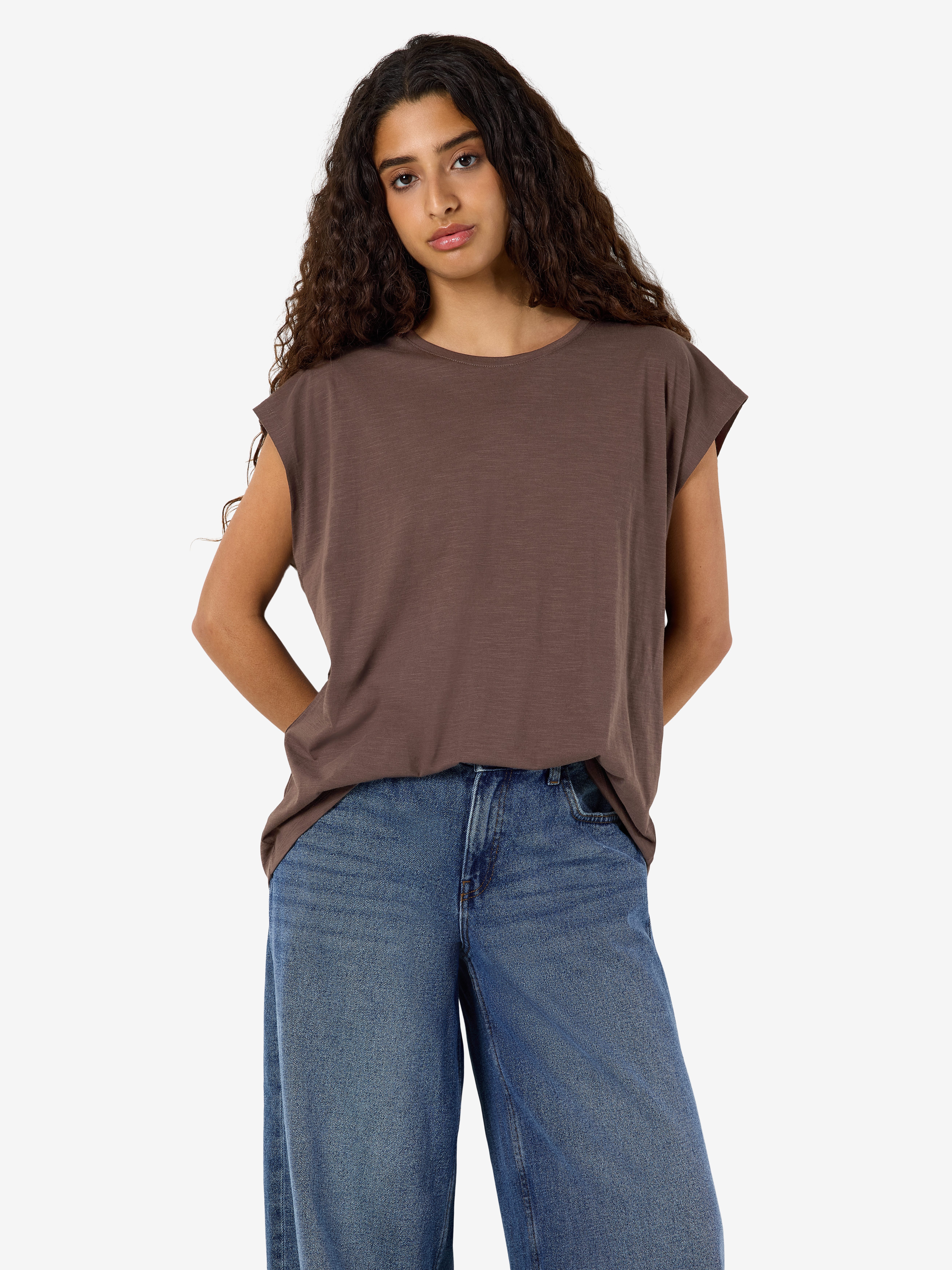 Noisy may Kurzarmshirt NMMATHILDE S/S LOOSE LONG TOP NOOS Baumwollmischung, relaxed fit