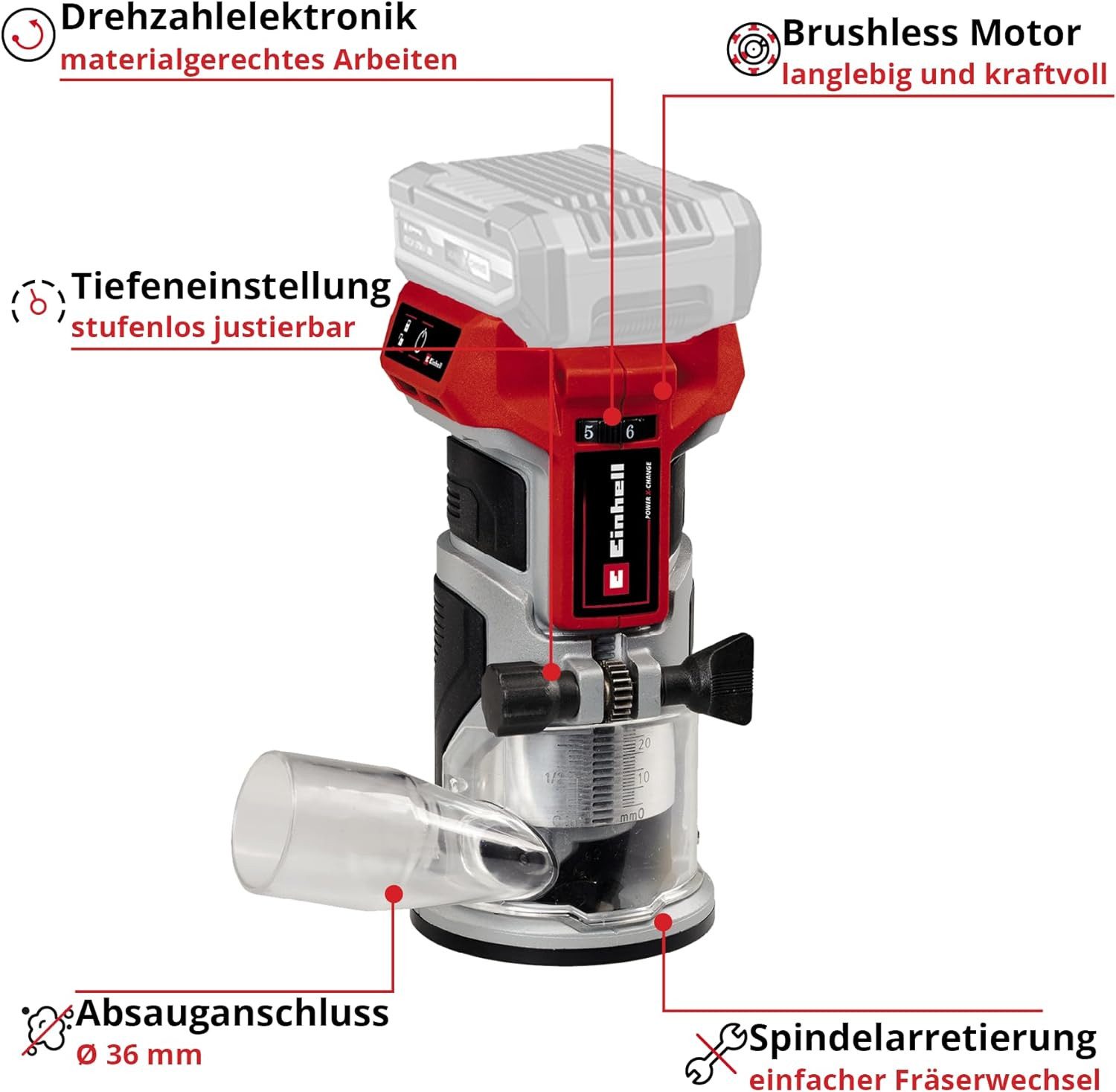 Einhell Akku-Fräse Professional 18V Kantenfräse TP-ET 18 Li BL-mit Akku 2.5 Ah