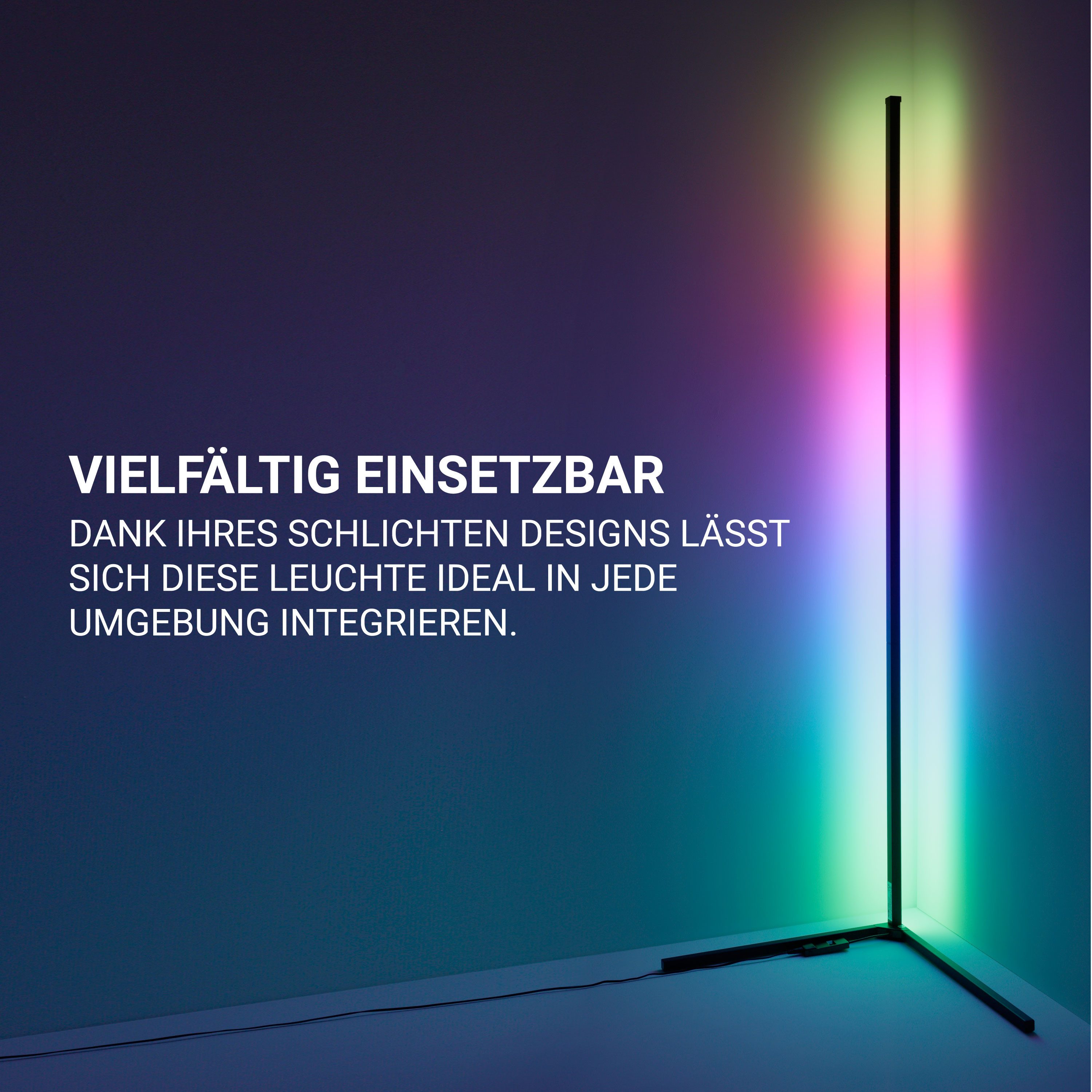 MeLiTec LED Stehlampe Smart Home Eck-Stehleuchte RGBW "CoLiBri", warmweiß