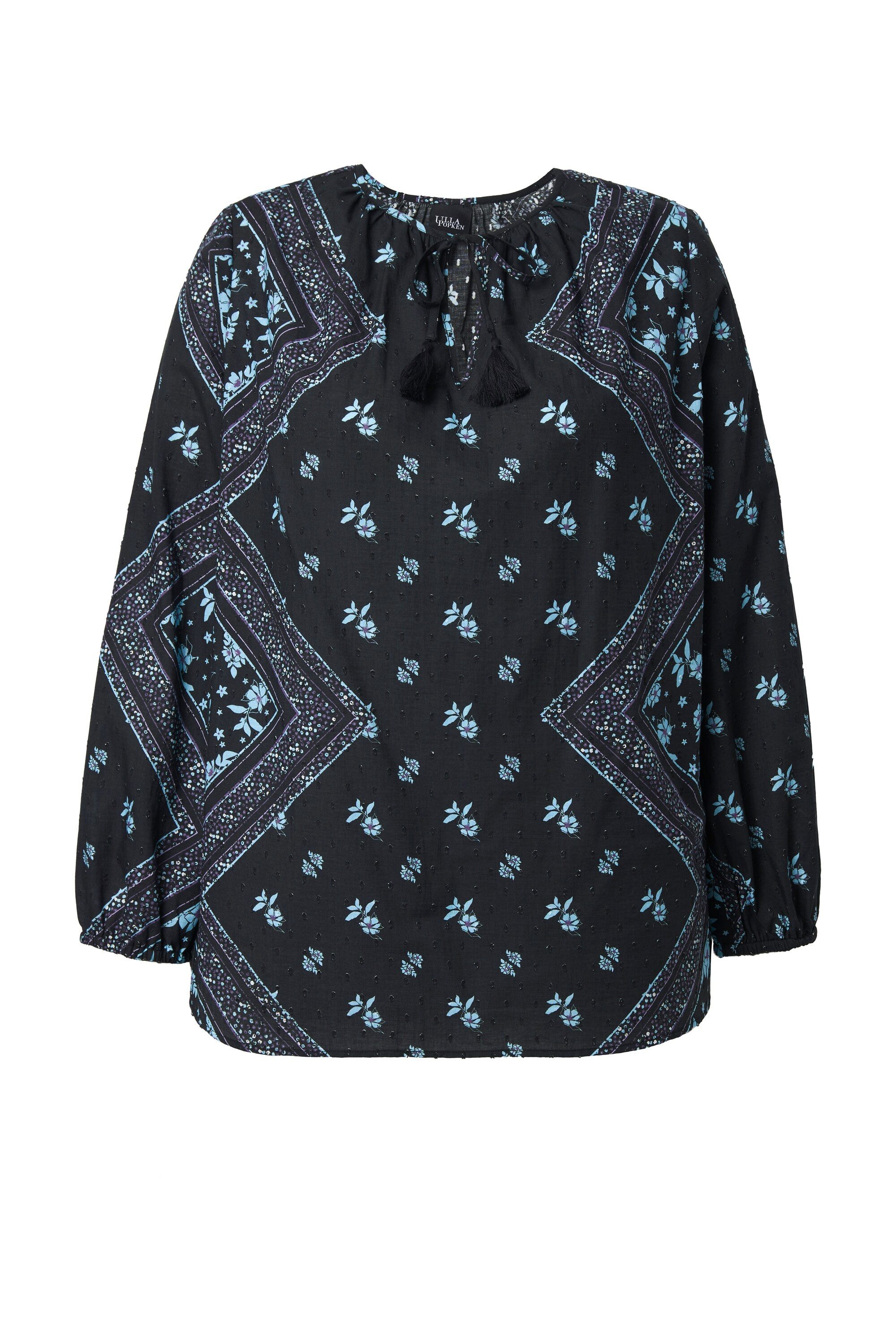 Ulla Popken Tunika Bluse A-Linie Tunika-Ausschnitt Langarm günstig online kaufen