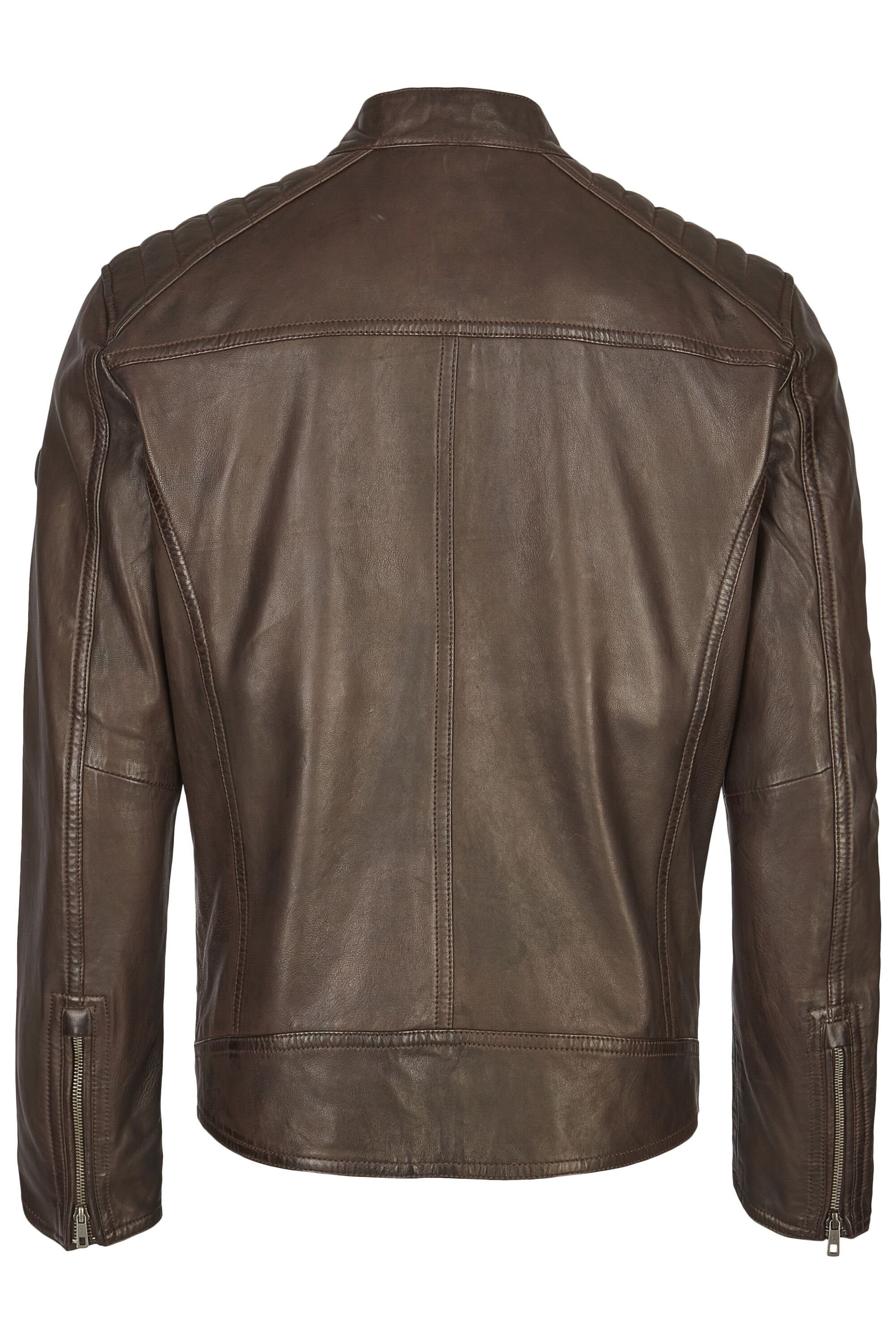 bugatti Lederjacke BUAPOLLO (1-St) mit Schultersteppung und Reißverschlüssen