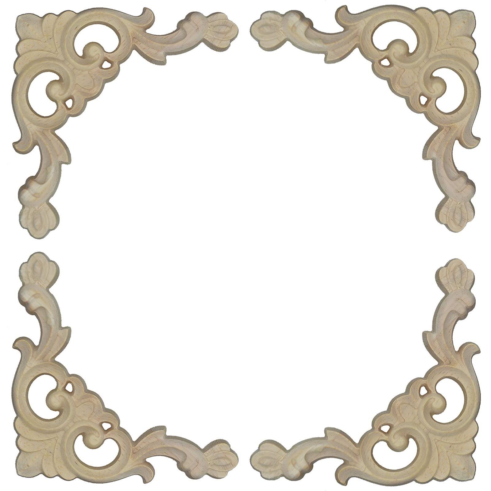 maDDma Streudeko Holzrohling Verzierung Scrapbooking Holzdekoration, 80 x 80 x 7 mm4 Stück Ornamentecke