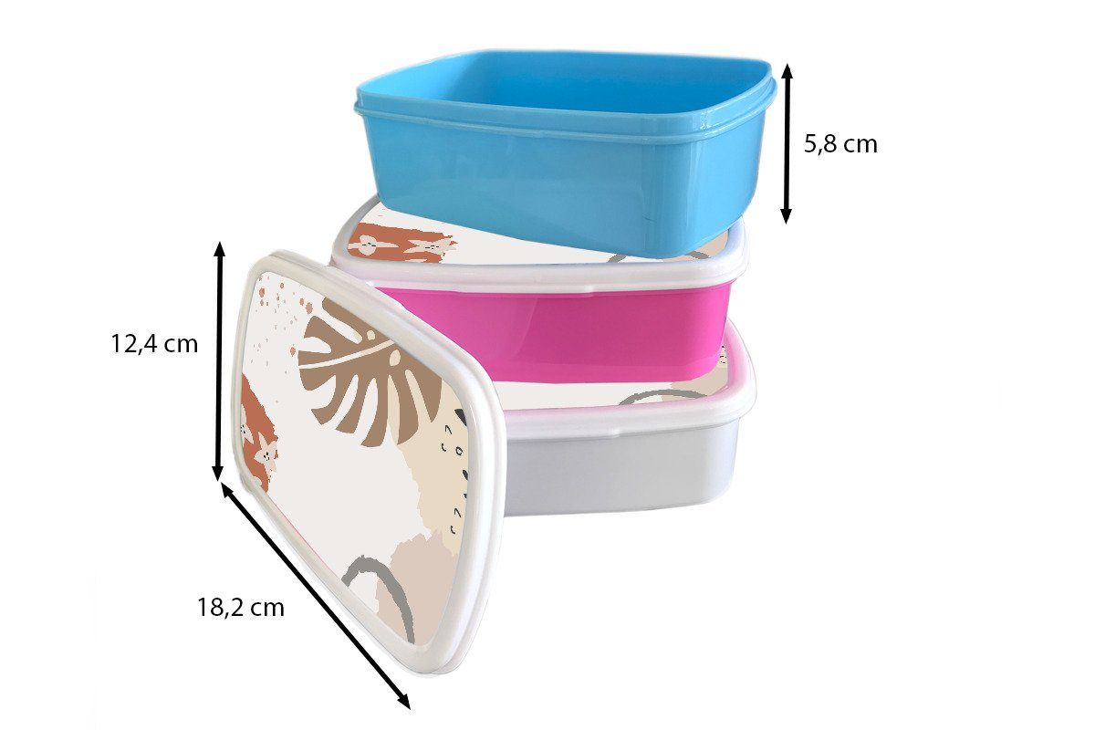 Sommer Brotbox Lunchbox - Mädchen, rosa (2-tlg), - Kunststoff, Brotdose Kinder, Erwachsene, Snackbox, für Kunststoff Monstera MuchoWow Grau,