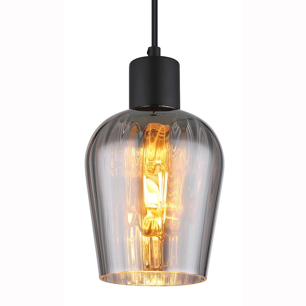 GLOBO LIGHTING Hängeleuchte, Leuchtmittel nicht inklusive, Hängeleuchte Pendellampe Rauchglas Metall schwarz Esszimmerleuchte